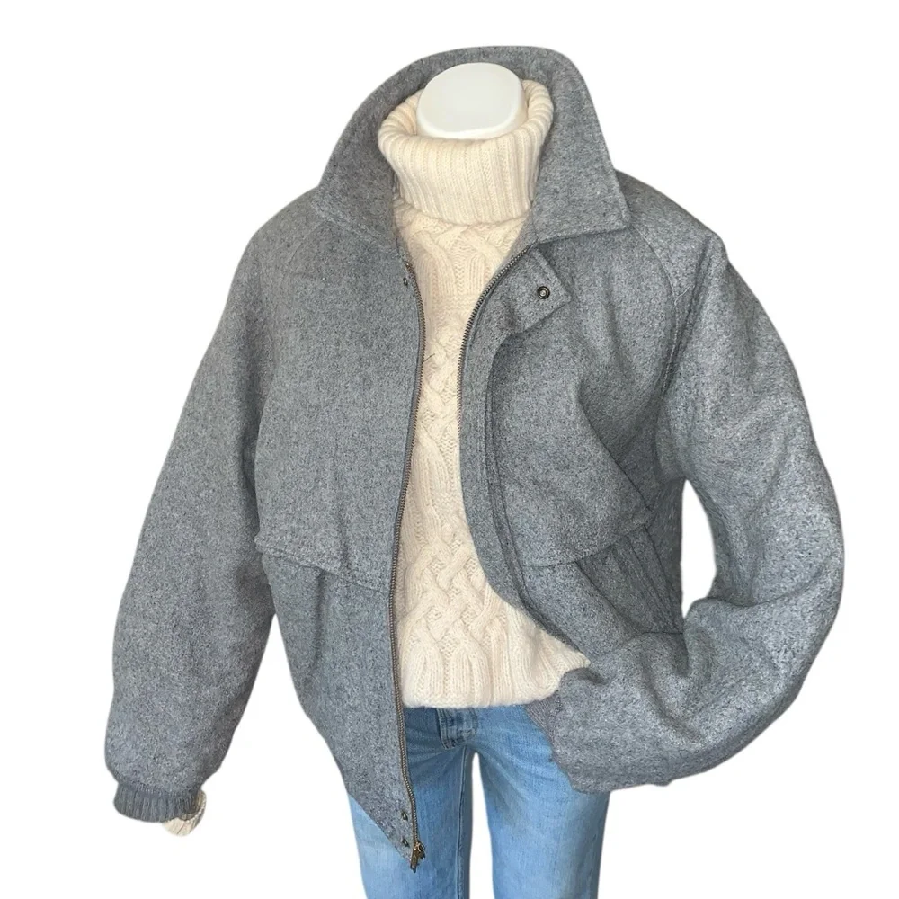 v i n t a g e :: Wool Warm Padded Lined Tweed Bomber Jacket - Picture 15 of 15